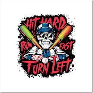 Skeleton hit hard run fast turn left. Baseball lovers Posters and Art